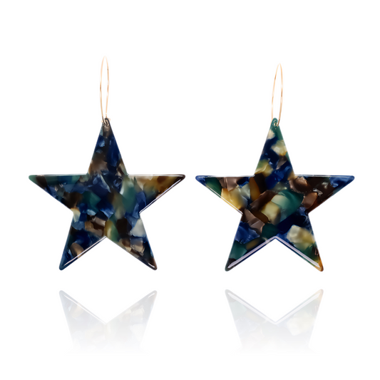 COSMIC BLUE STAR DROP EARRINGS