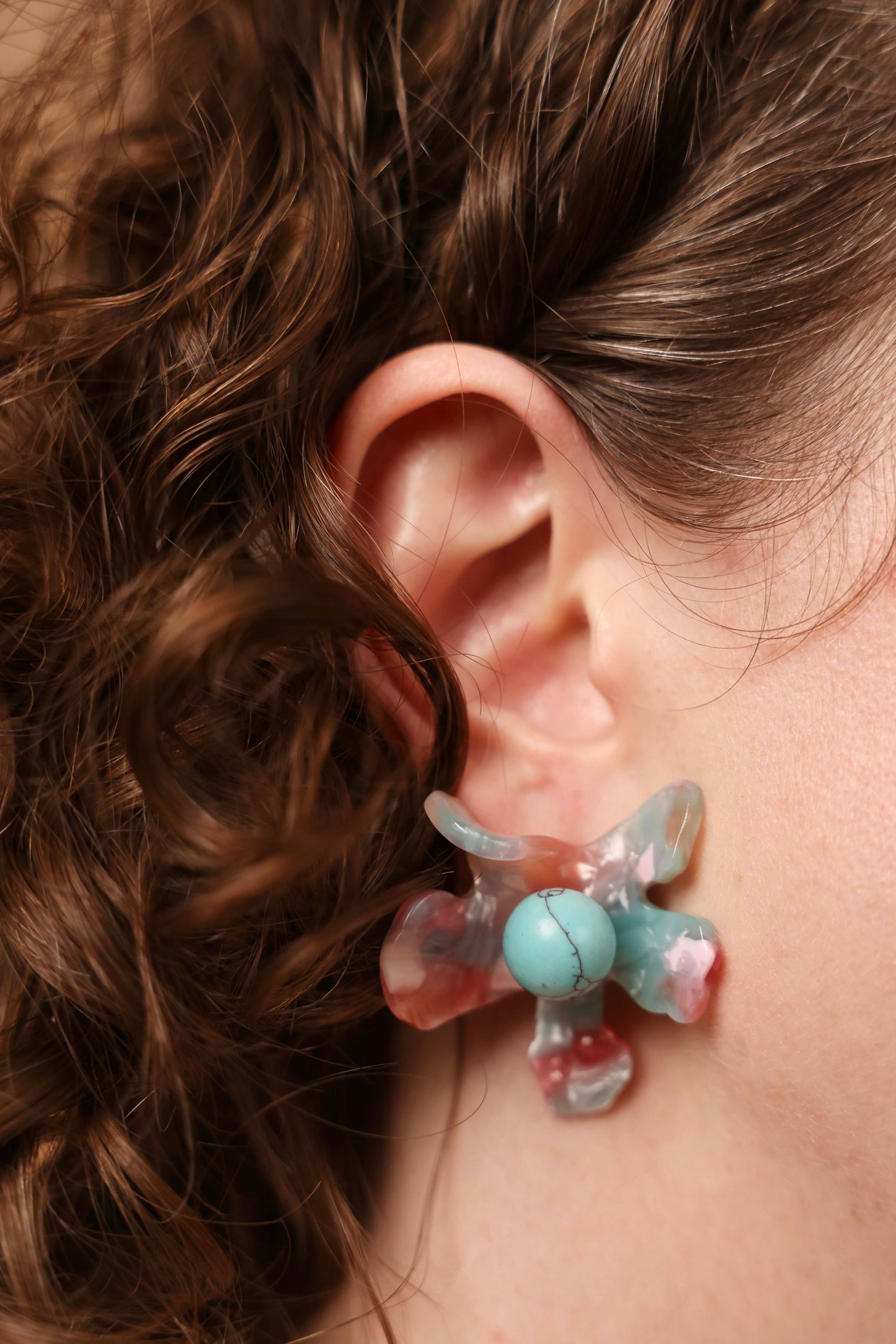 GARDEN MULTI TURQUOISE BLOSSOM BUTTON EARRINGS